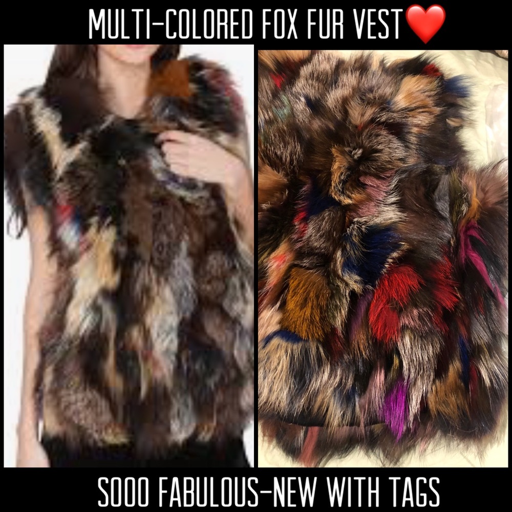 Fabulous Multi -Colored Fox Fur Fall Vest-size L